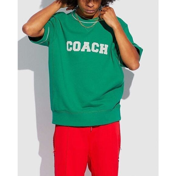 Coach Logo Athleisure Green Sweatshirt In Organic Cotton size S - Picture 1 of 5